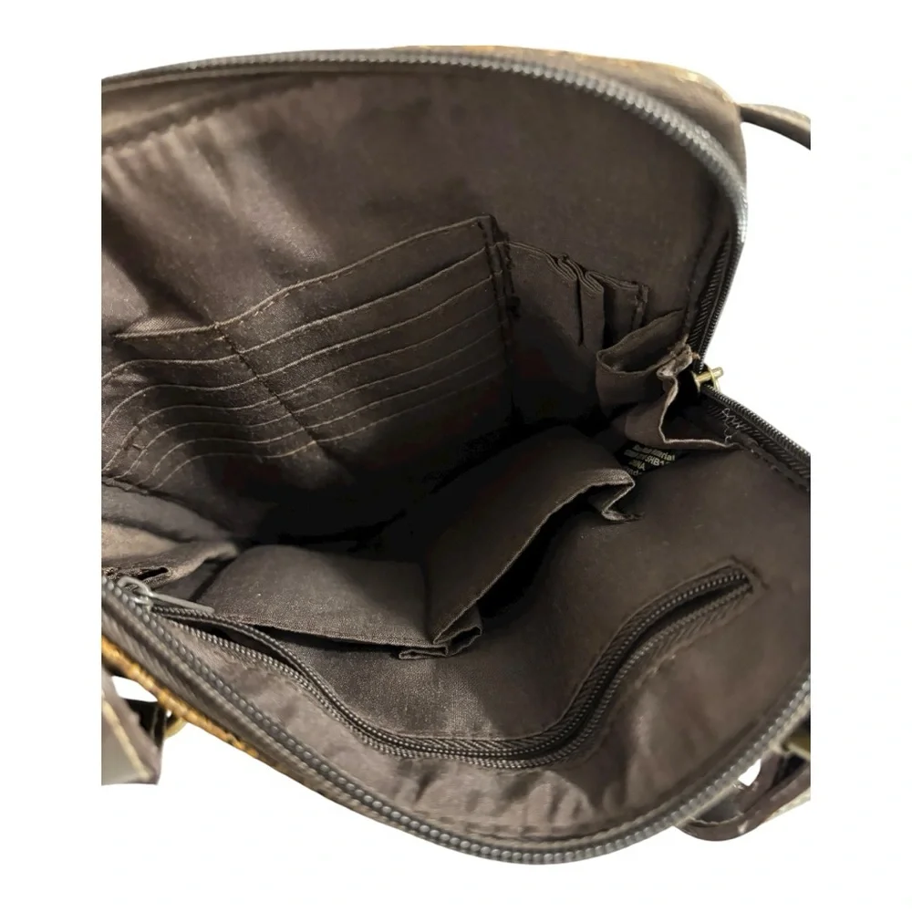 Relic by Fossil embossed paisley earthy rustic crossbody bohemian hobo bag. - Picture 5 of 9